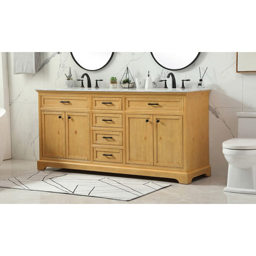 Elegant Americana 72" Double Bathroom Vanity, Natural Wood