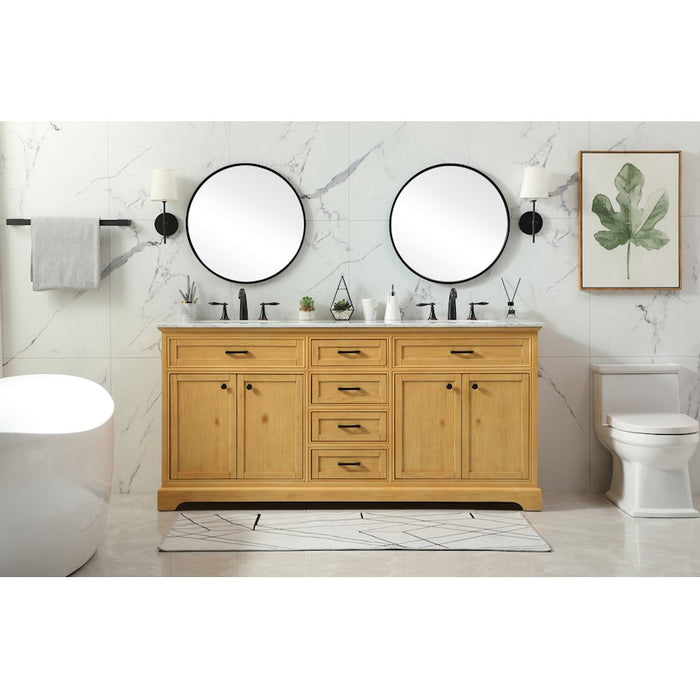 Elegant Americana 72" Double Bathroom Vanity, Natural Wood