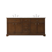 Elegant Kitchen/Bath Americana 72" Double Bathroom Vanity, Teak - VF15072DTK