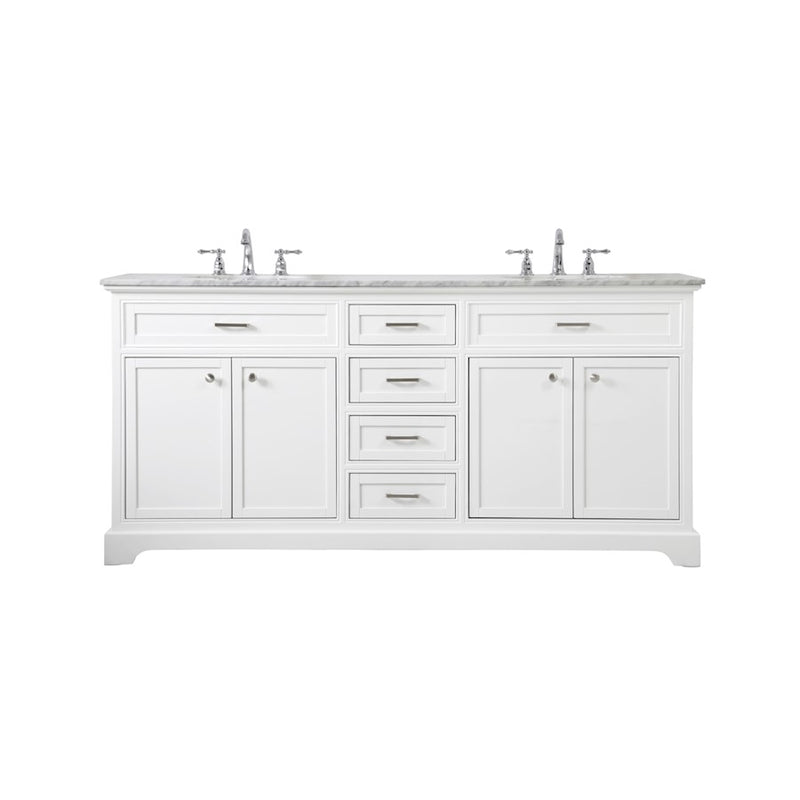 Elegant Kitchen/Bath Americana 72" Double Bathroom Vanity, White - VF15072DWH
