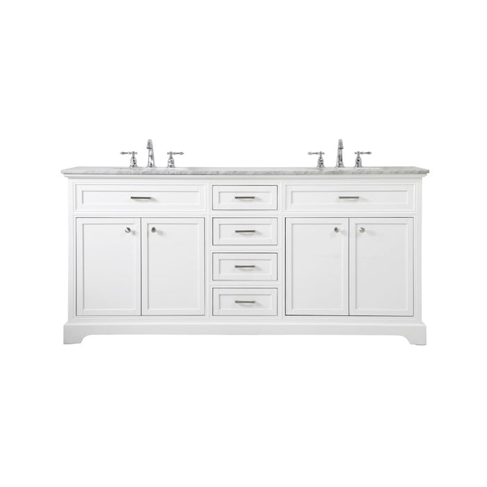 Elegant Kitchen/Bath Americana 72" Double Bathroom Vanity, White - VF15072DWH