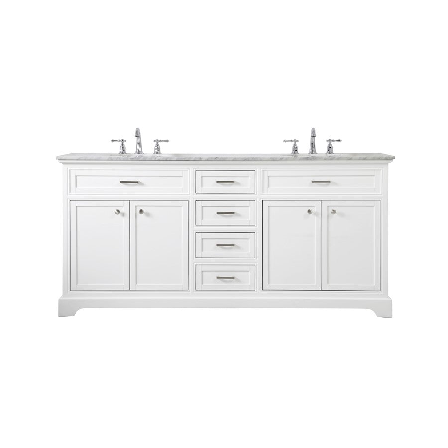 Elegant Kitchen/Bath Americana 72" Double Bathroom Vanity, White - VF15072DWH