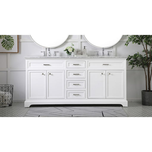 Elegant Kitchen/Bath Americana 72" Double Bathroom Vanity, White