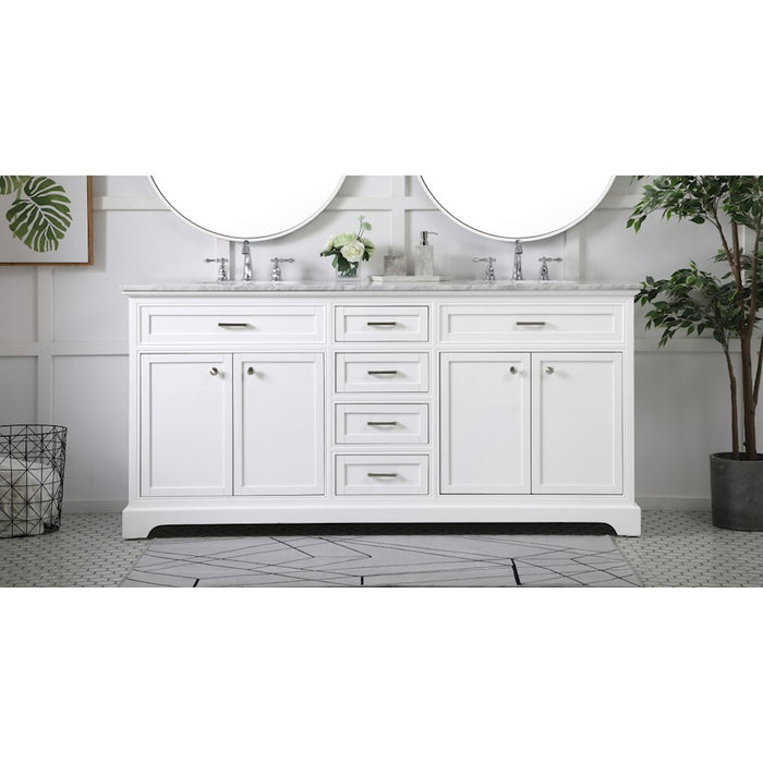 Elegant Kitchen/Bath Americana 72" Double Bathroom Vanity, White