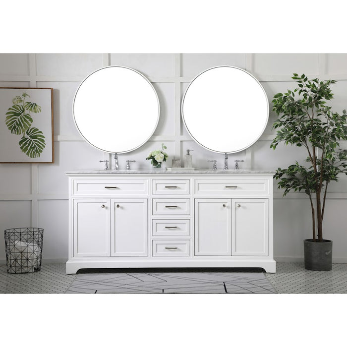 Elegant Kitchen/Bath Americana 72" Double Bathroom Vanity, White