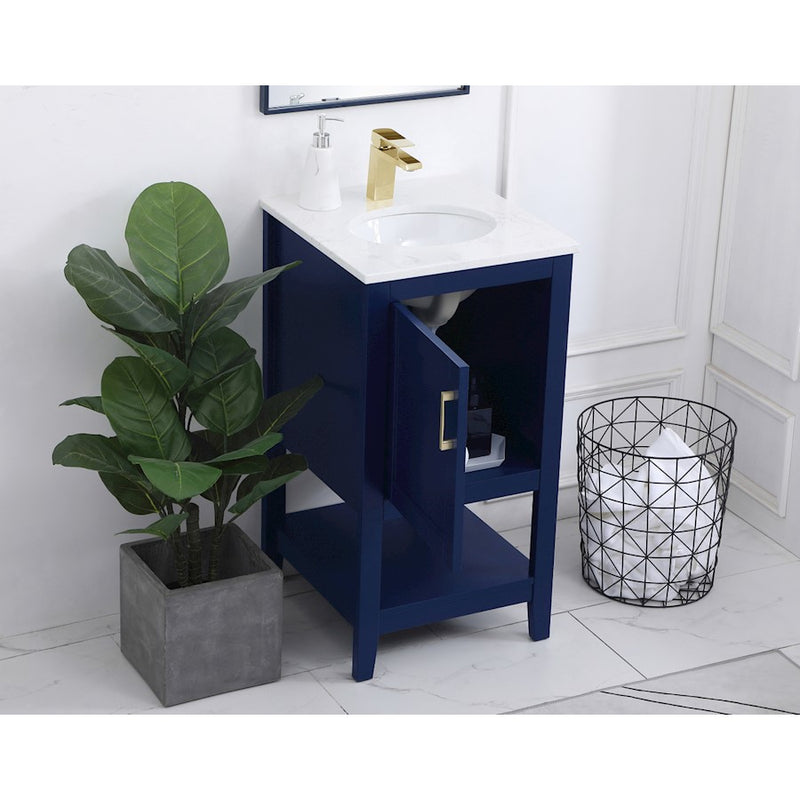 Elegant Kitchen/Bath Aubrey 18" Single Bathroom Vanity, Blue