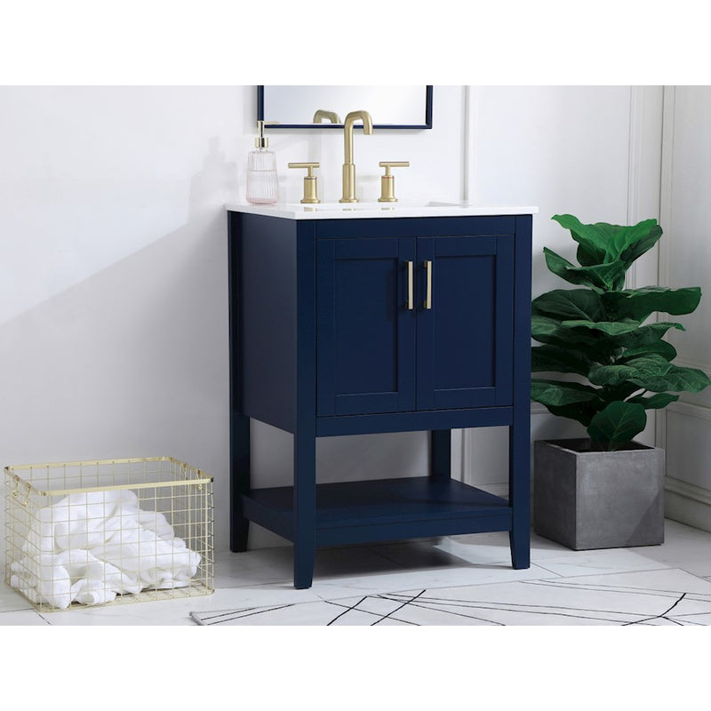 Elegant Kitchen/Bath Aubrey 24" Single Bathroom Vanity, Blue