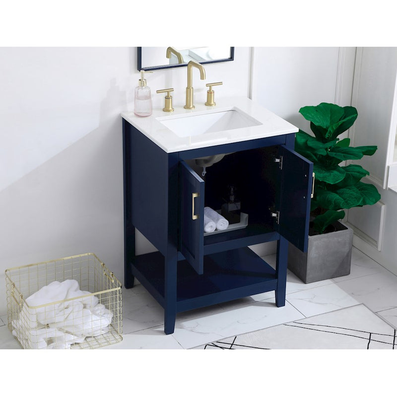 Elegant Kitchen/Bath Aubrey 24" Single Bathroom Vanity, Blue