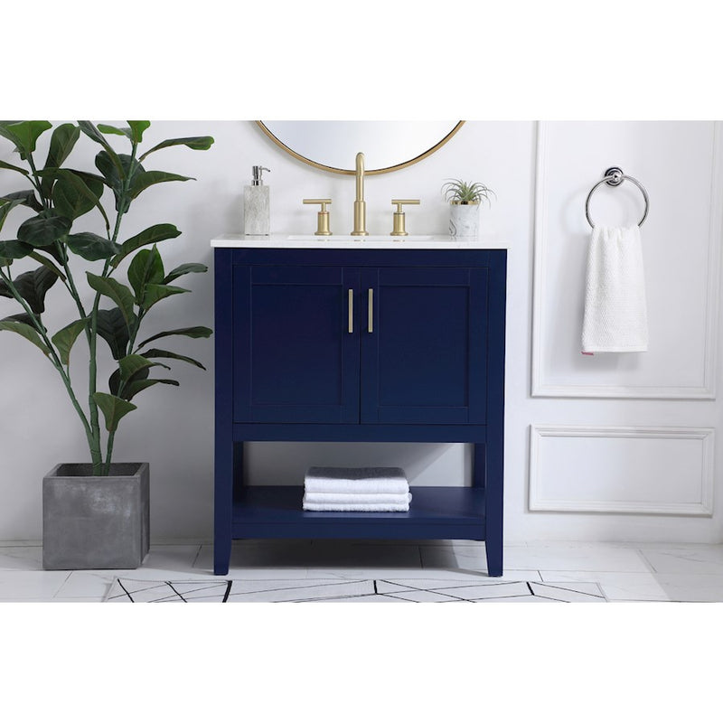 Elegant Kitchen/Bath Aubrey 30" Single Bathroom Vanity, Blue