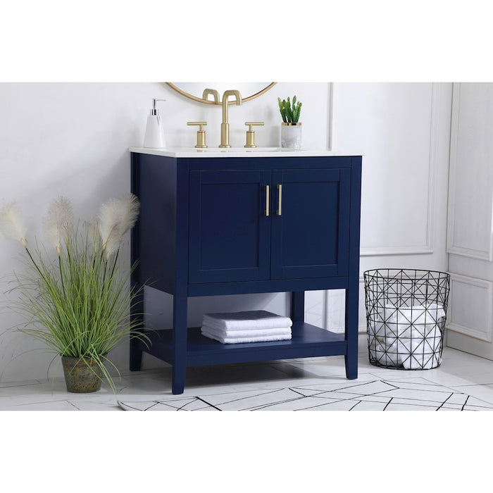Elegant Kitchen/Bath Aubrey 30" Single Bathroom Vanity, Blue