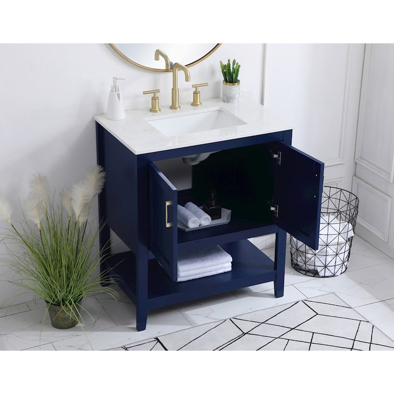 Elegant Kitchen/Bath Aubrey 30" Single Bathroom Vanity, Blue