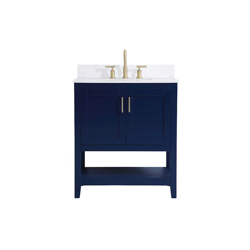 Elegant Aubrey 30" Single Bathroom Vanity, Blue/Backsplash - VF16030BL-BS