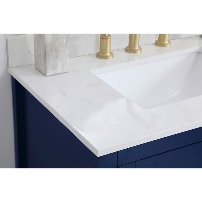 Elegant Aubrey 30" Single Bathroom Vanity, Blue/Backsplash
