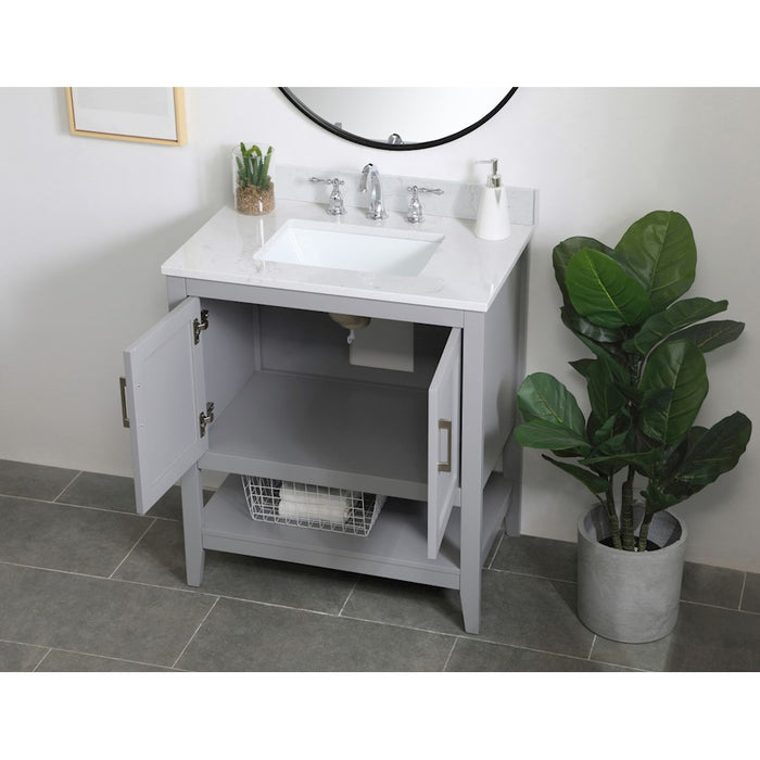 Elegant Aubrey 30" Single Bathroom Vanity, Grey/Backsplash