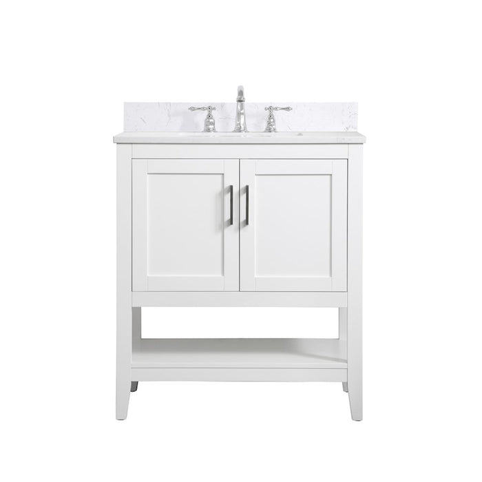 Elegant Aubrey 30" Single Bathroom Vanity, White/Backsplash - VF16030WH-BS