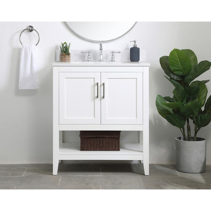 Elegant Aubrey 30" Single Bathroom Vanity, White/Backsplash