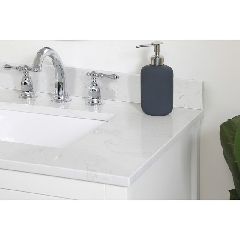 Elegant Aubrey 30" Single Bathroom Vanity, White/Backsplash