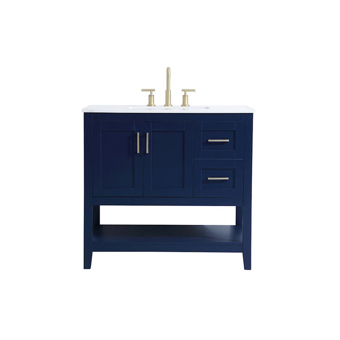 Elegant Kitchen/Bath Aubrey 36" Single Bathroom Vanity, Blue - VF16036BL