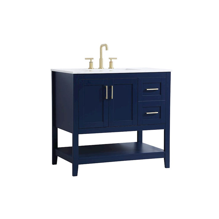 Elegant Kitchen/Bath Aubrey 36" Single Bathroom Vanity, Blue