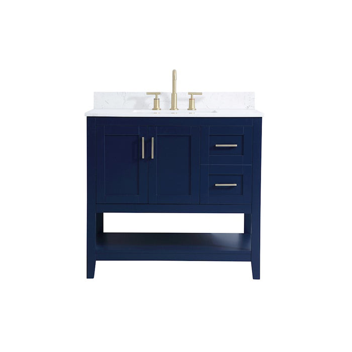 Elegant Aubrey 36" Single Bathroom Vanity, Blue/Backsplash - VF16036BL-BS
