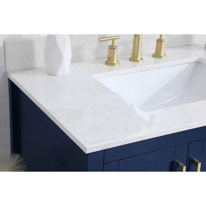 Elegant Aubrey 36" Single Bathroom Vanity, Blue/Backsplash