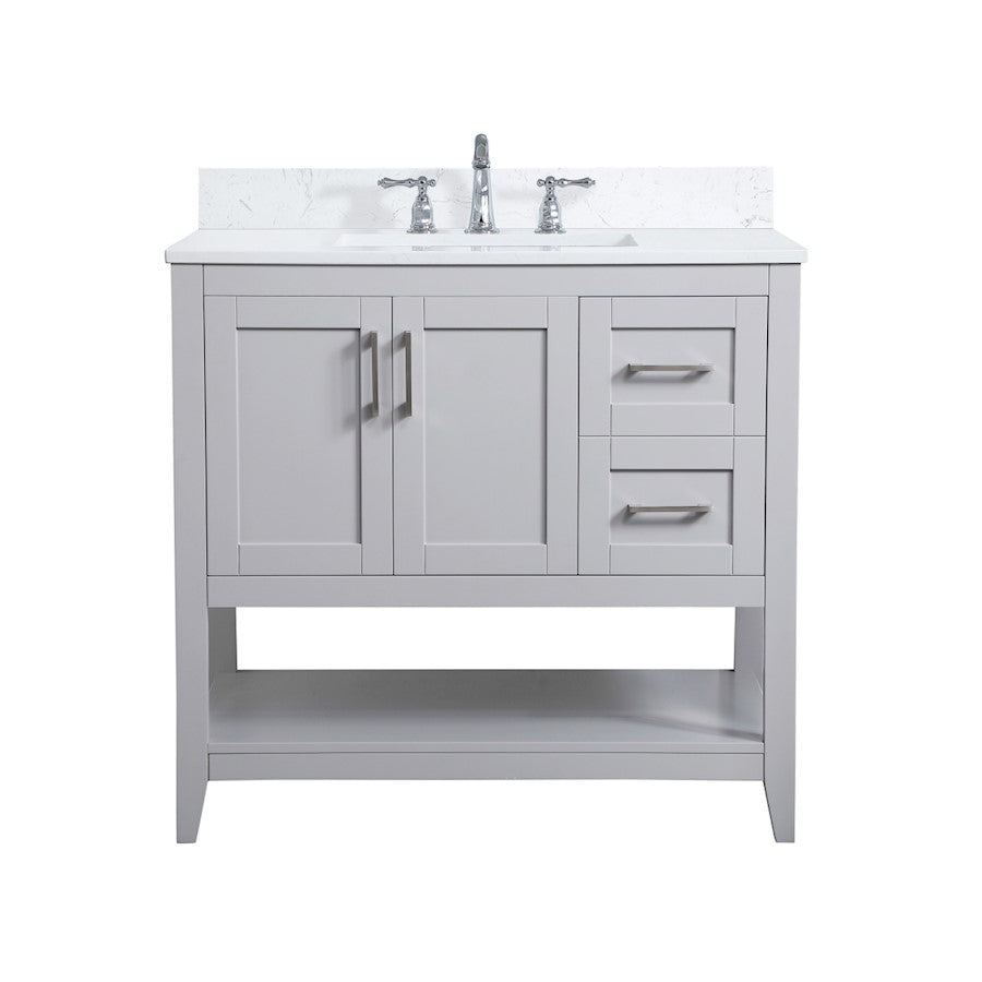 Elegant Aubrey 36" Single Bathroom Vanity, Grey/Backsplash - VF16036GR-BS