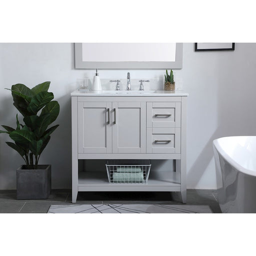 Elegant Aubrey 36" Single Bathroom Vanity, Grey/Backsplash
