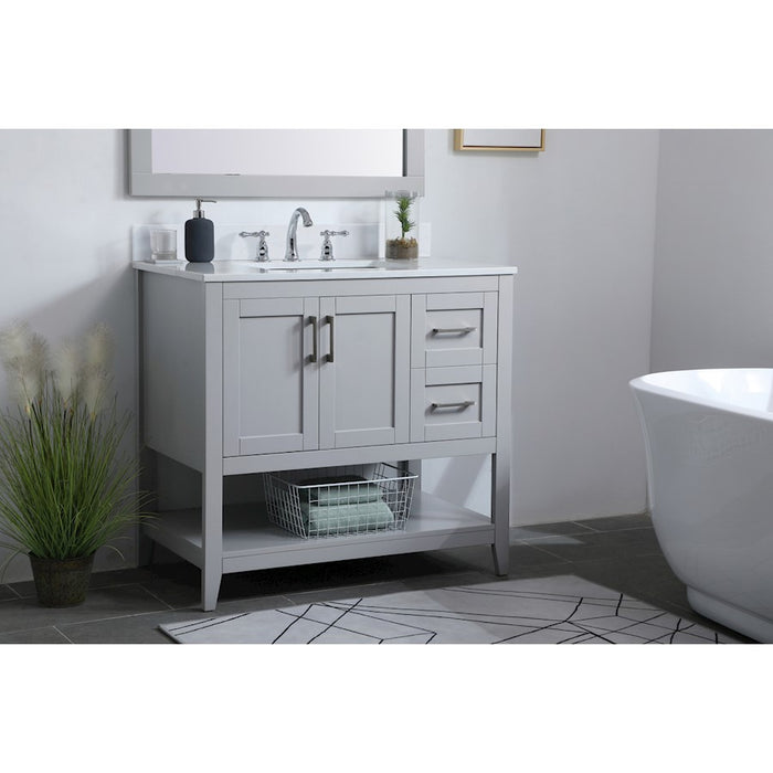 Elegant Aubrey 36" Single Bathroom Vanity, Grey/Backsplash