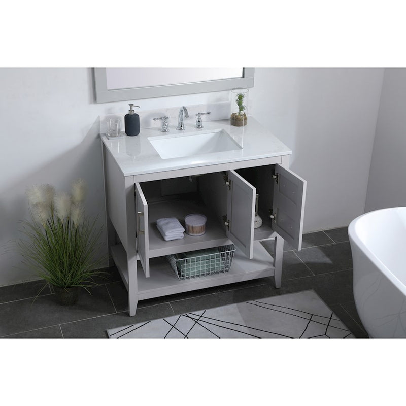 Elegant Aubrey 36" Single Bathroom Vanity, Grey/Backsplash
