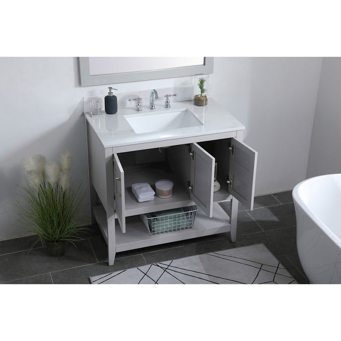 Elegant Aubrey 36" Single Bathroom Vanity, Grey/Backsplash