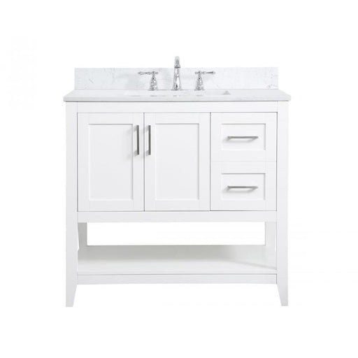 Elegant Aubrey 36" Single Bathroom Vanity, White/Backsplash - VF16036WH-BS