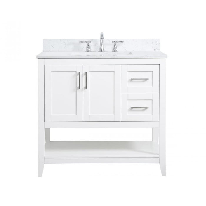 Elegant Aubrey 36" Single Bathroom Vanity, White/Backsplash - VF16036WH-BS