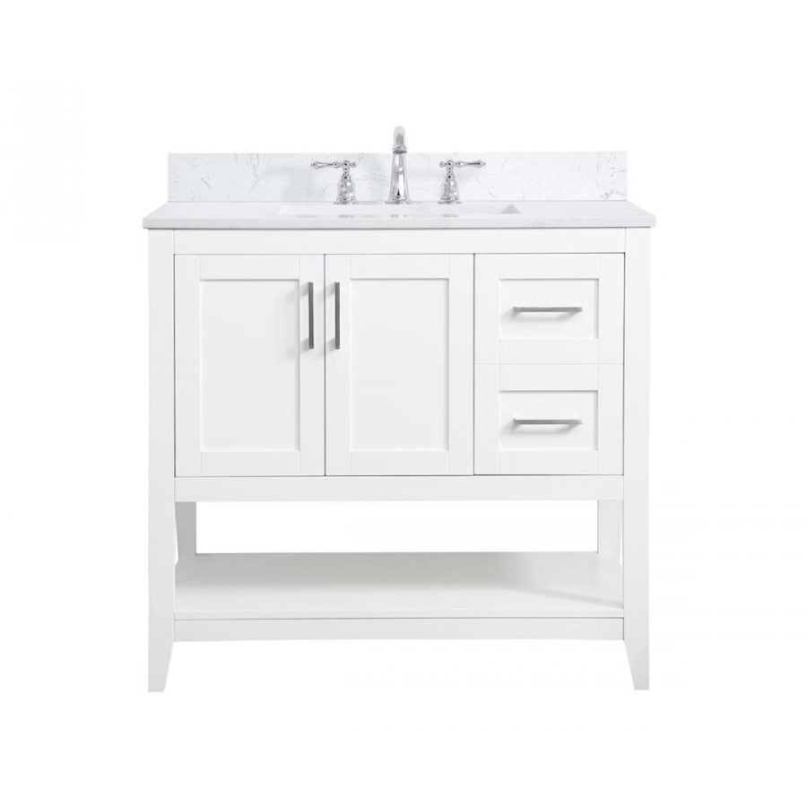 Elegant Aubrey 36" Single Bathroom Vanity, White/Backsplash - VF16036WH-BS