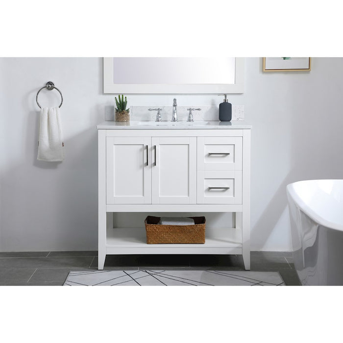 Elegant Aubrey 36" Single Bathroom Vanity, White/Backsplash