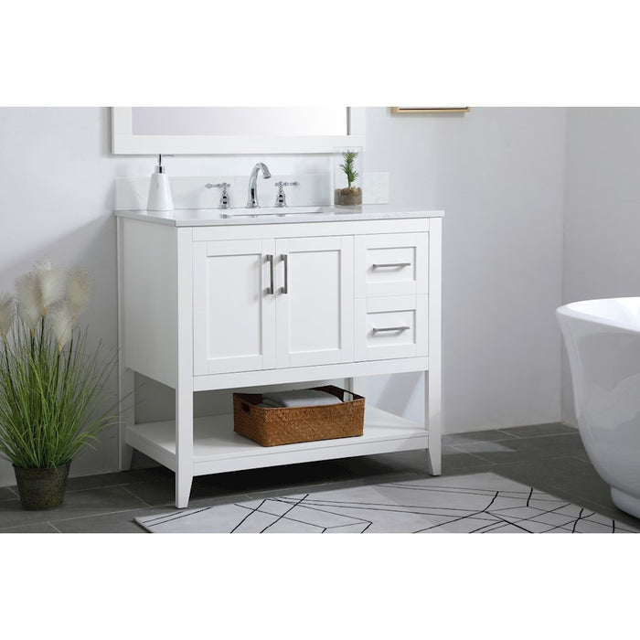 Elegant Aubrey 36" Single Bathroom Vanity, White/Backsplash