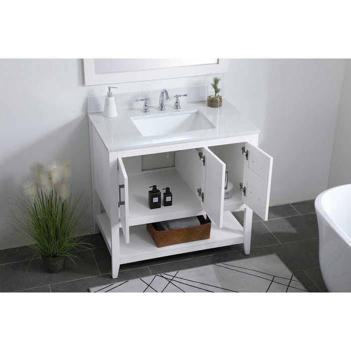 Elegant Aubrey 36" Single Bathroom Vanity, White/Backsplash