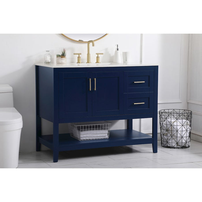 Elegant Kitchen/Bath Aubrey 42" Single Bathroom Vanity, Blue