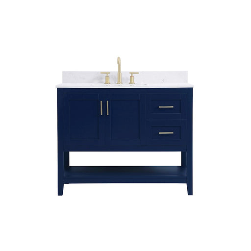 Elegant Aubrey 42" Single Bathroom Vanity, Blue/Backsplash - VF16042BL-BS