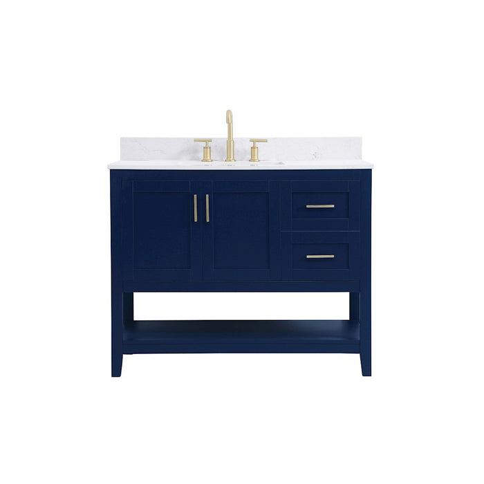 Elegant Aubrey 42" Single Bathroom Vanity, Blue/Backsplash - VF16042BL-BS
