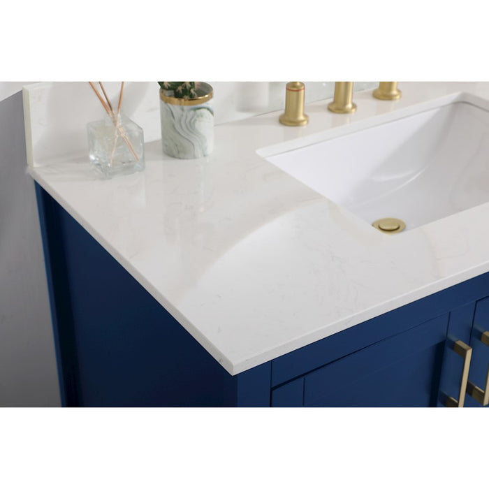 Elegant Aubrey 42" Single Bathroom Vanity, Blue/Backsplash