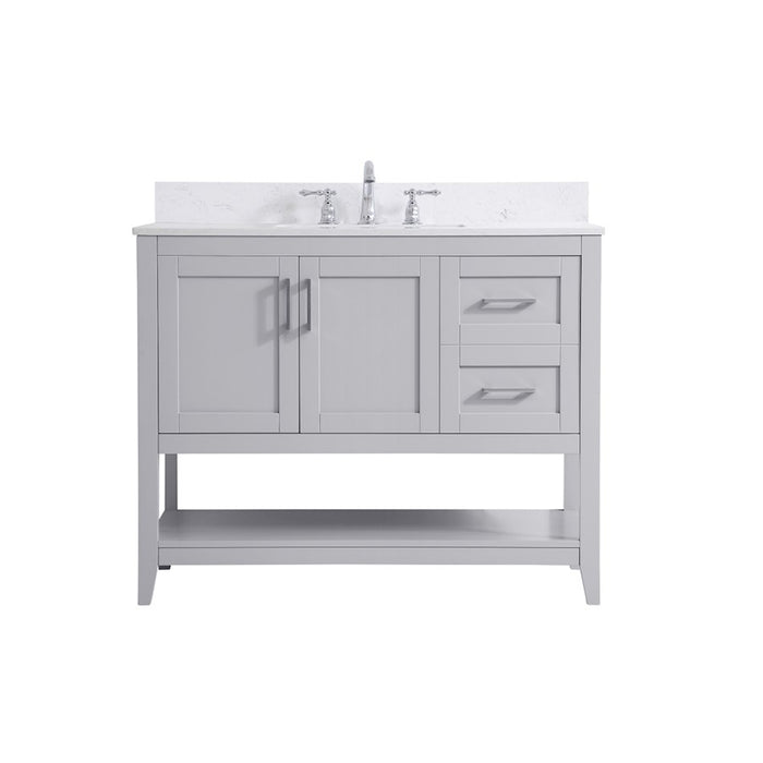 Elegant Aubrey 42" Single Bathroom Vanity, Grey/Backsplash - VF16042GR-BS
