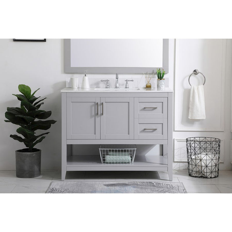 Elegant Aubrey 42" Single Bathroom Vanity, Grey/Backsplash