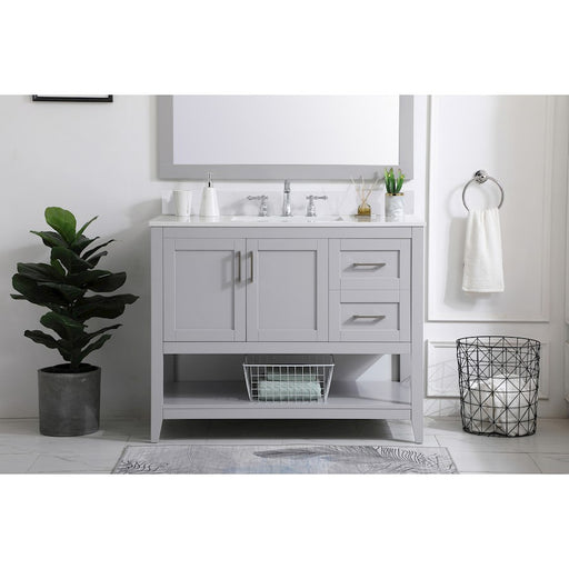 Elegant Aubrey 42" Single Bathroom Vanity, Grey/Backsplash