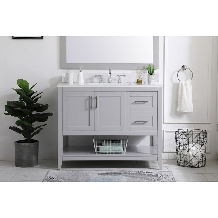 Elegant Aubrey 42" Single Bathroom Vanity, Grey/Backsplash