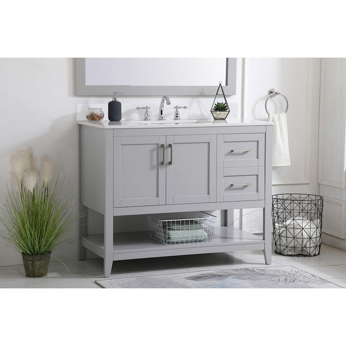 Elegant Aubrey 42" Single Bathroom Vanity, Grey/Backsplash