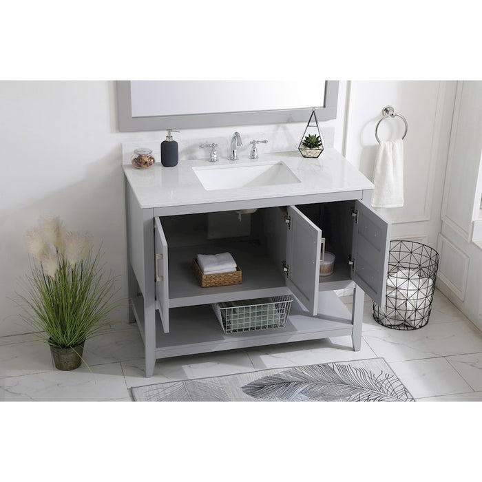 Elegant Aubrey 42" Single Bathroom Vanity, Grey/Backsplash