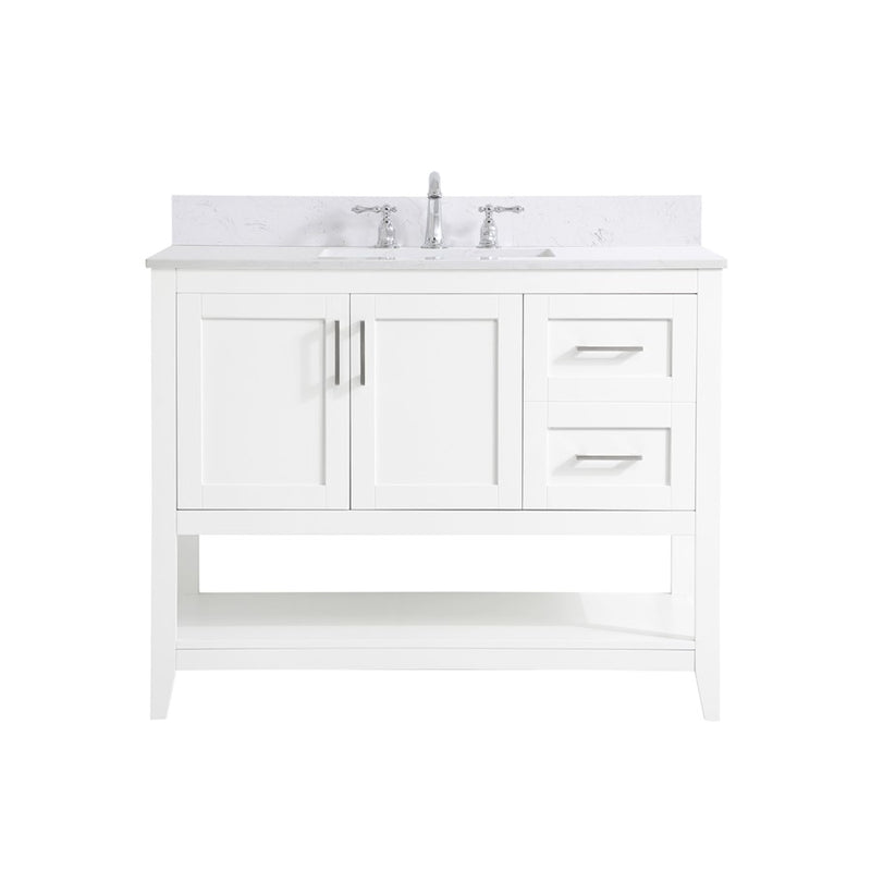 Elegant Aubrey 42" Single Bathroom Vanity, White/Backsplash - VF16042WH-BS