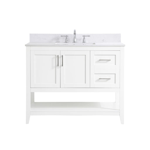 Elegant Aubrey 42" Single Bathroom Vanity, White/Backsplash - VF16042WH-BS