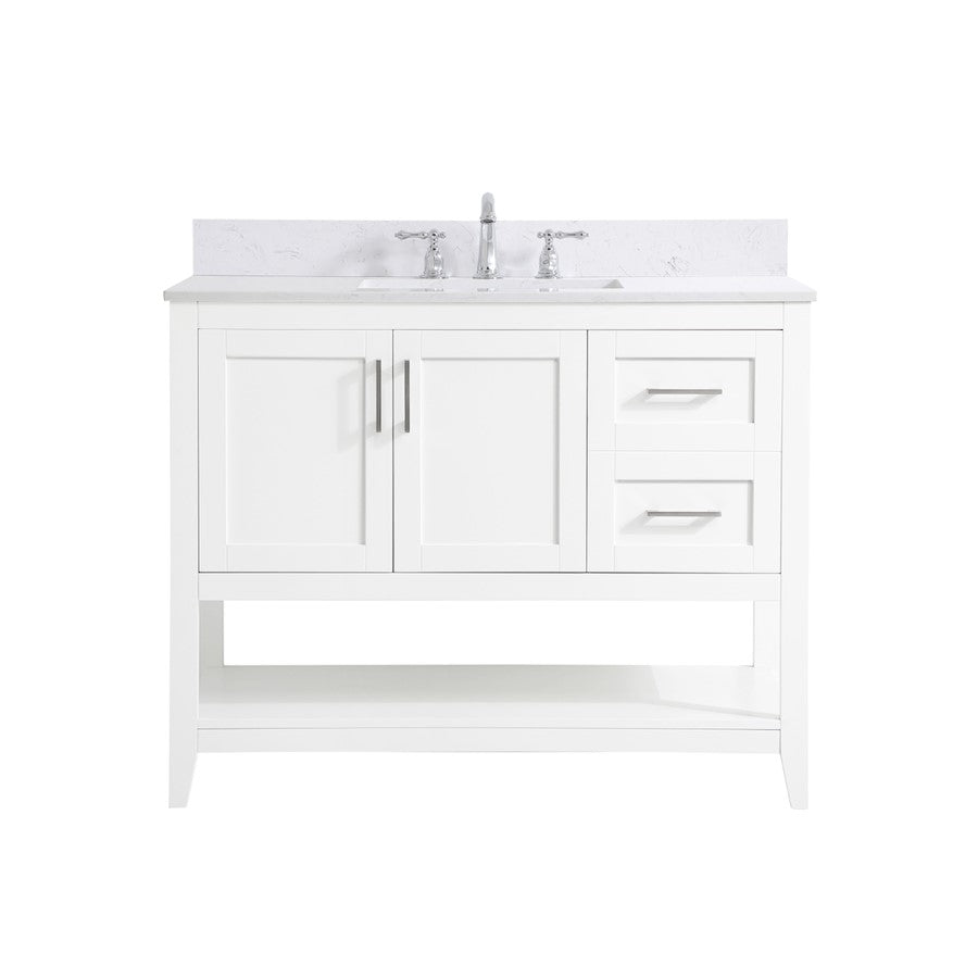 Elegant Aubrey 42" Single Bathroom Vanity, White/Backsplash - VF16042WH-BS