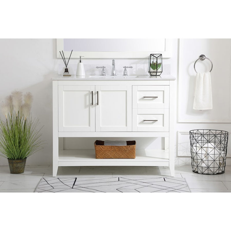 Elegant Aubrey 42" Single Bathroom Vanity, White/Backsplash